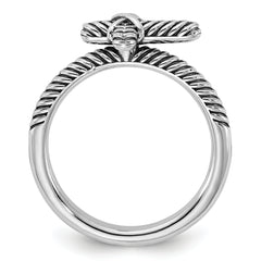 Sterling Silver Stackable Expressions Oxidized and Textured Cross Ring