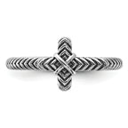 Sterling Silver Stackable Expressions Oxidized and Textured Cross Ring