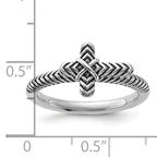 Sterling Silver Stackable Expressions Oxidized and Textured Cross Ring