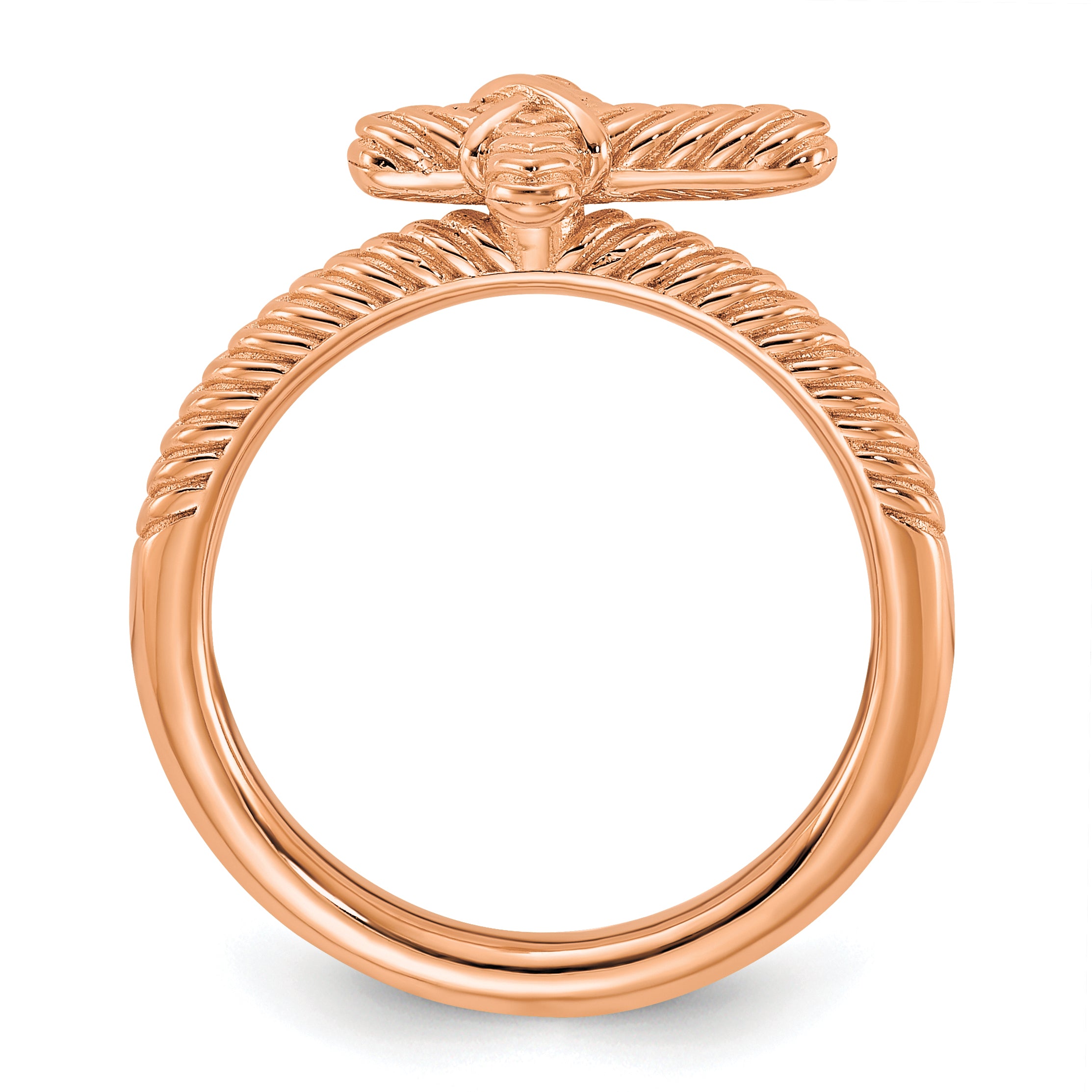 Sterling Silver Stackable Expressions Rose Gold-plated Textured Cross Ring Secondary image