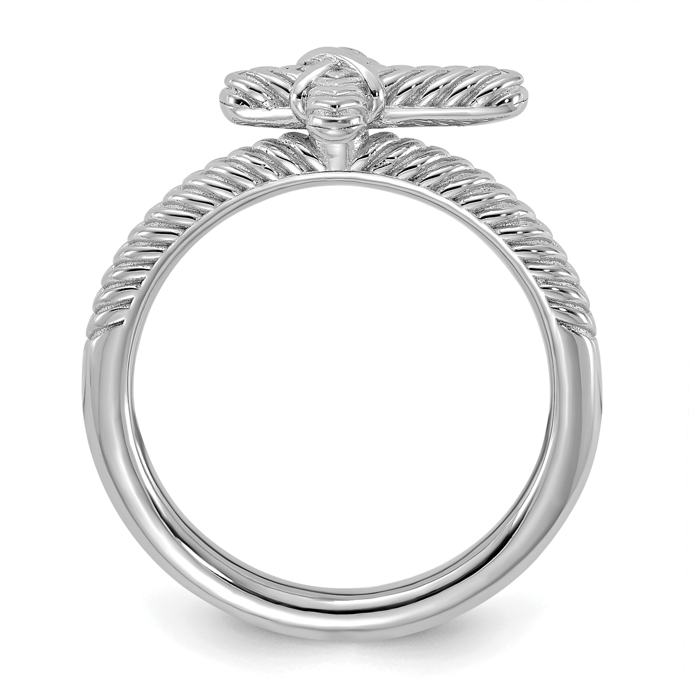 Sterling Silver Stackable Expressions Rhodium-plated Textured Cross Ring Secondary image