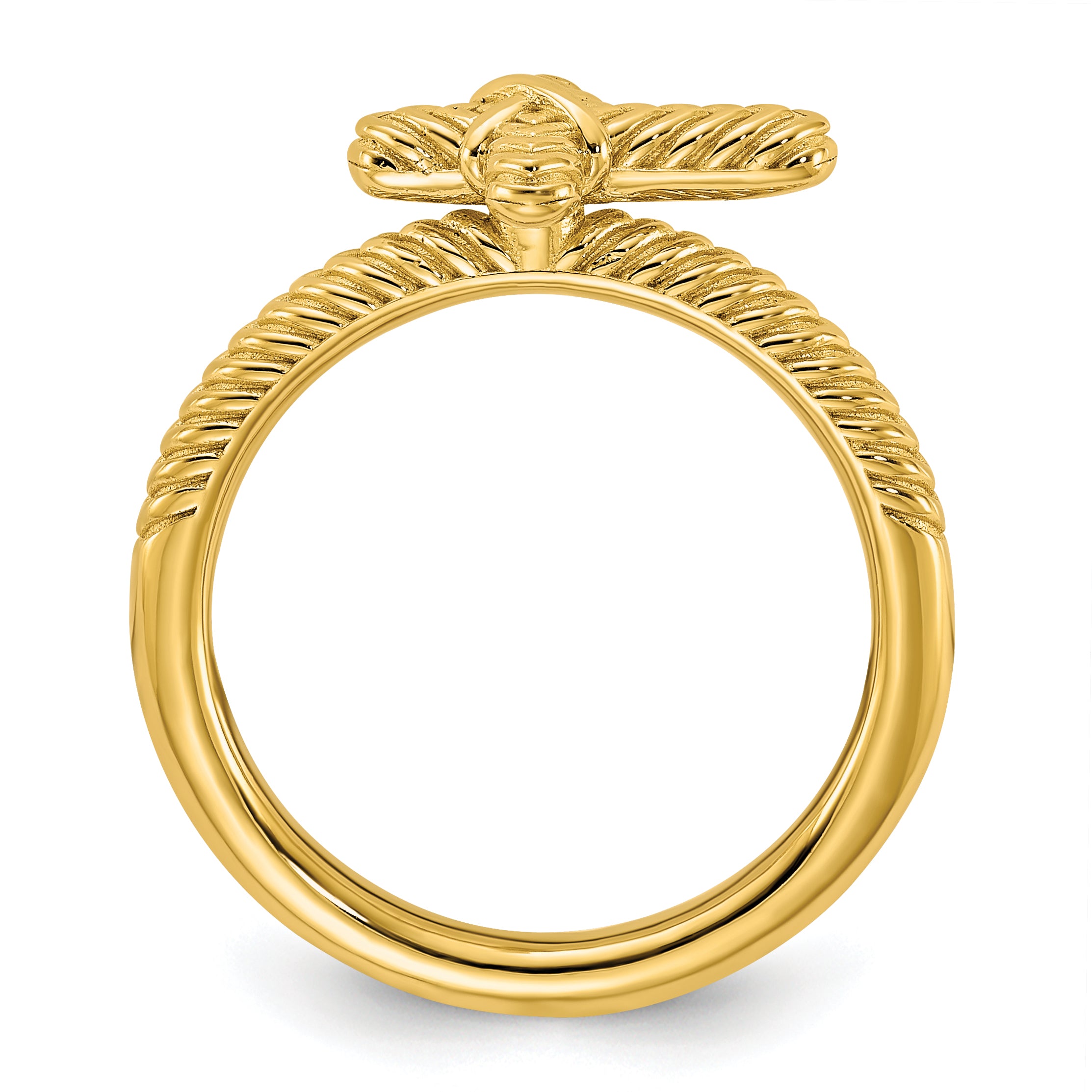 Sterling Silver Stackable Expressions Gold-plated Textured Cross Ring Secondary image