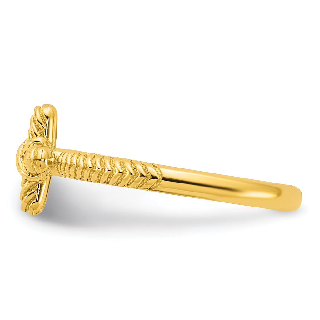 Sterling Silver Stackable Expressions Gold-plated Textured Cross Ring