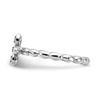 Sterling Silver Stackable Expressions Rhodium-plated Garnet Cross Ring