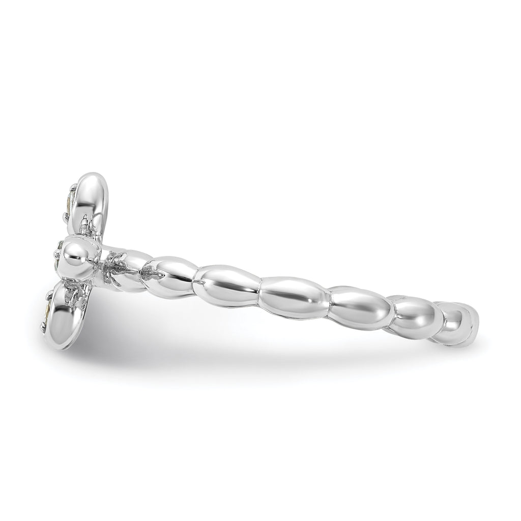 Sterling Silver Stackable Expressions Rhodium-plated Aquamarine Cross Ring