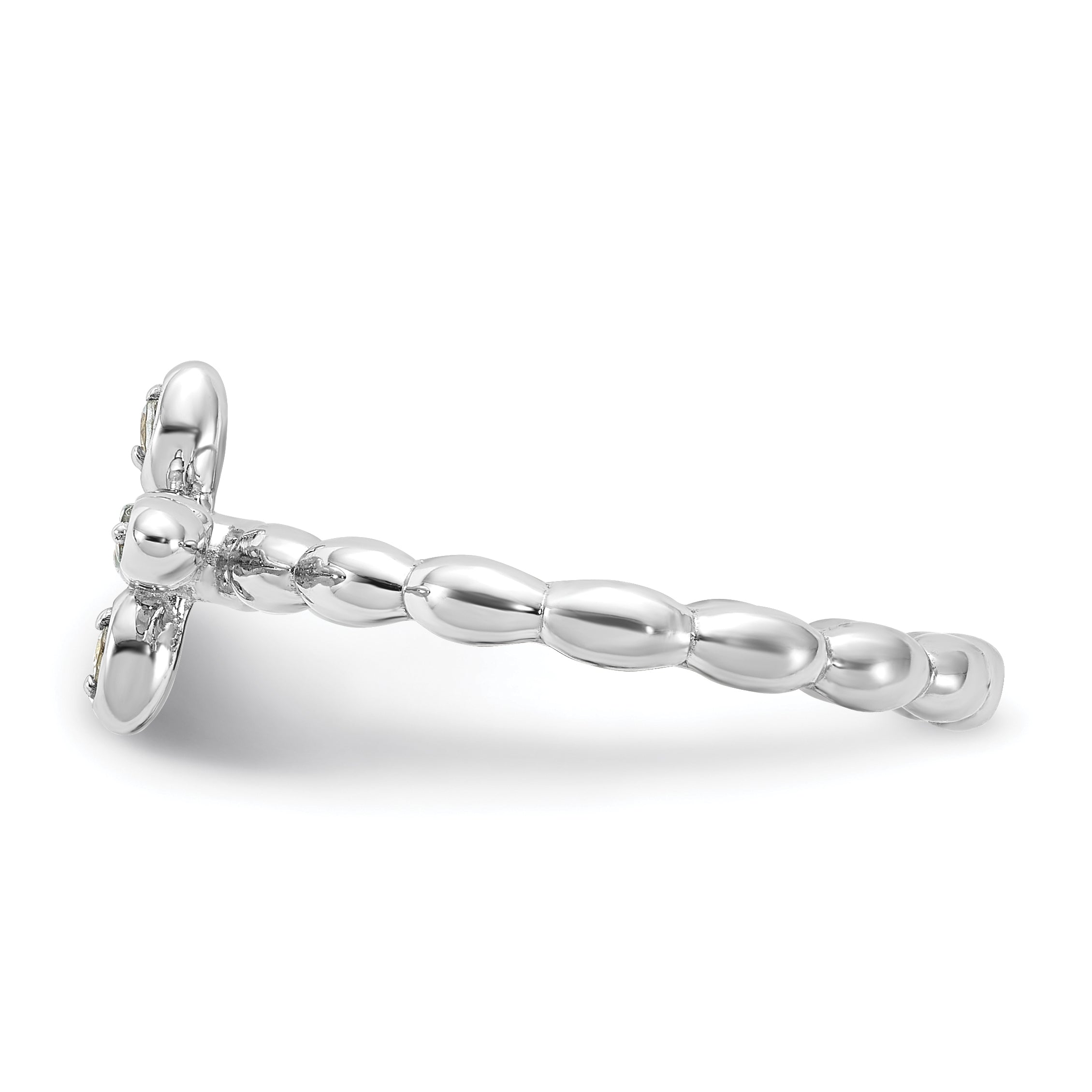 Sterling Silver Stackable Expressions Rhodium-plated Aquamarine Cross Ring