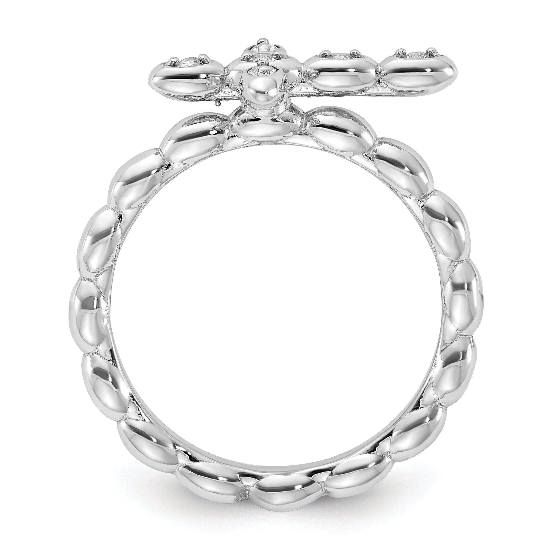 Sterling Silver Stackable Expressions Rhodium-plated White Topaz Cross Ring Secondary image