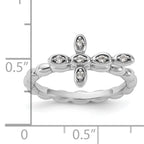 Sterling Silver Stackable Expressions Rhodium-plated White Topaz Cross Ring