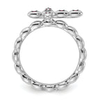 Sterling Silver Stackable Expressions Rhodium-plated Rhodolite Crossover Ring