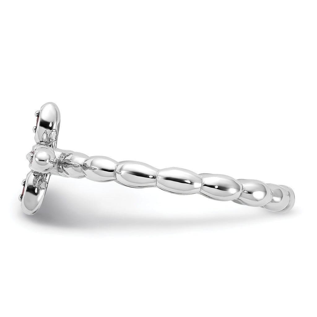 Sterling Silver Stackable Expressions Rhodium-plated Rhodolite Crossover Ring