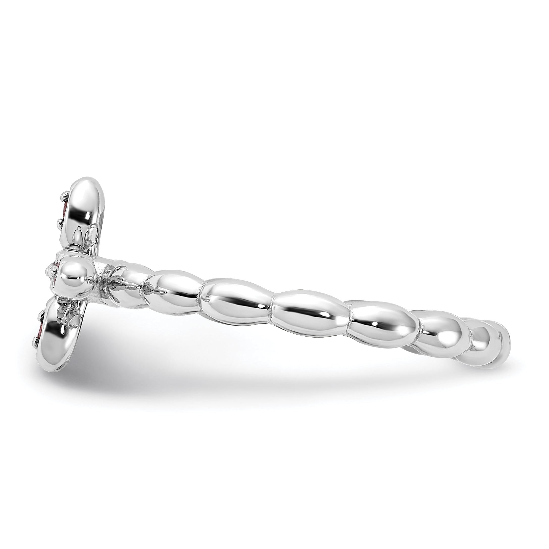Sterling Silver Stackable Expressions Rhodium-plated Rhodolite Crossover Ring