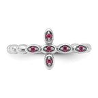 Sterling Silver Stackable Expressions Rhodium-plated Rhodolite Crossover Ring