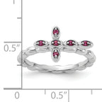 Sterling Silver Stackable Expressions Rhodium-plated Rhodolite Crossover Ring