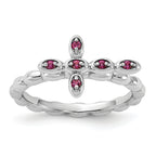 Sterling Silver Stackable Expressions Rhodium-plated Rhodolite Crossover Ring