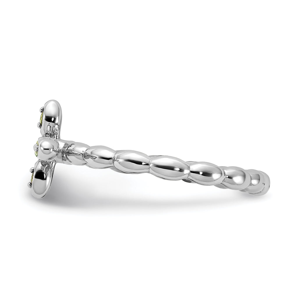 Sterling Silver Stackable Expressions Rhodium-plated Peridot Cross Ring