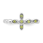 Sterling Silver Stackable Expressions Rhodium-plated Peridot Cross Ring