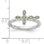 Sterling Silver Stackable Expressions Rhodium-plated Peridot Cross Ring