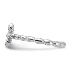 Sterling Silver Stackable Expressions Rhodium-Plated Created Sapphire Crossover Ring