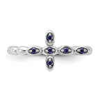 Sterling Silver Stackable Expressions Rhodium-Plated Created Sapphire Crossover Ring