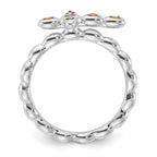 Sterling Silver Stackable Expressions Rhodium-plated Citrine Cross Ring