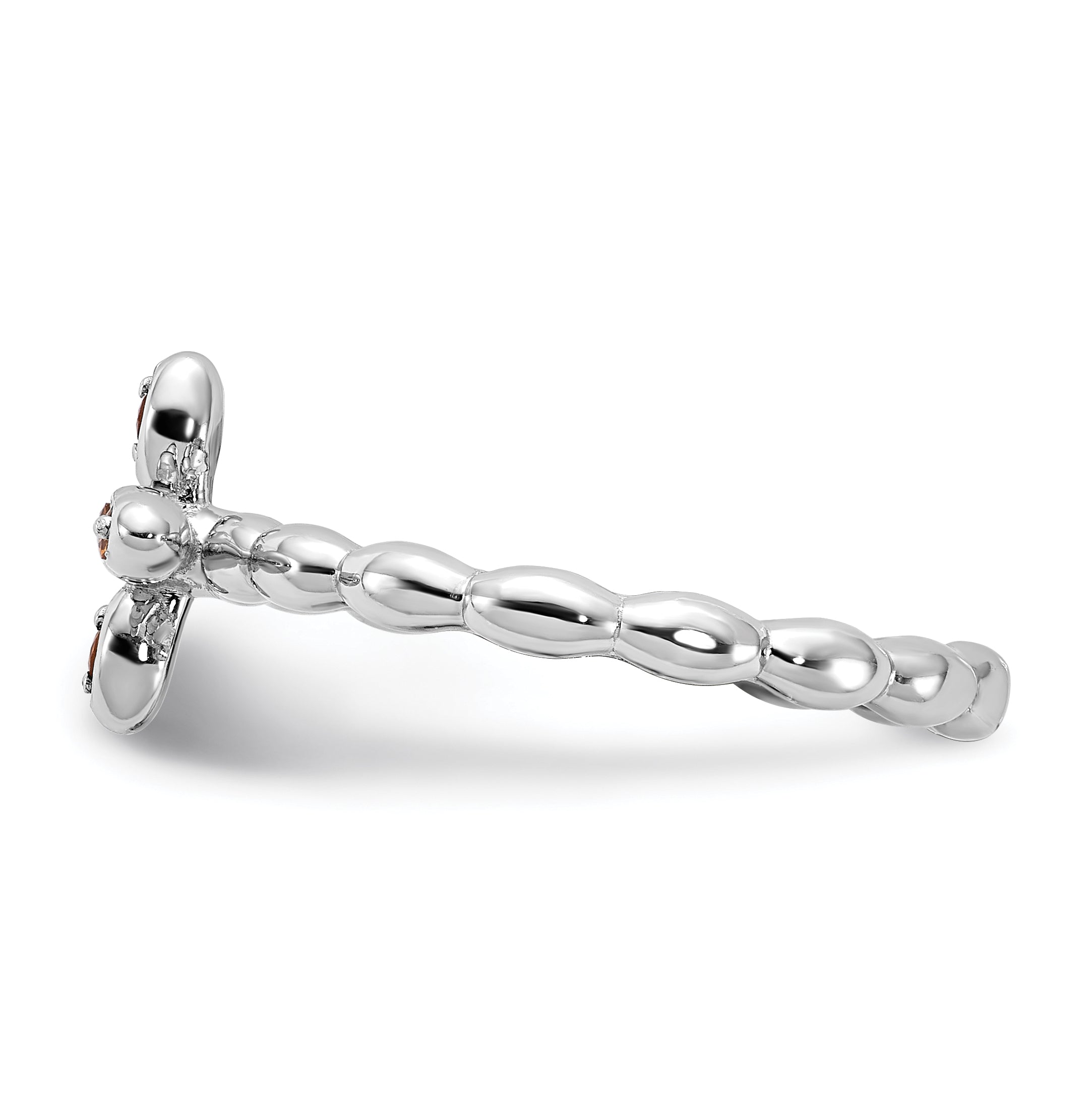 Sterling Silver Stackable Expressions Rhodium-plated Citrine Cross Ring