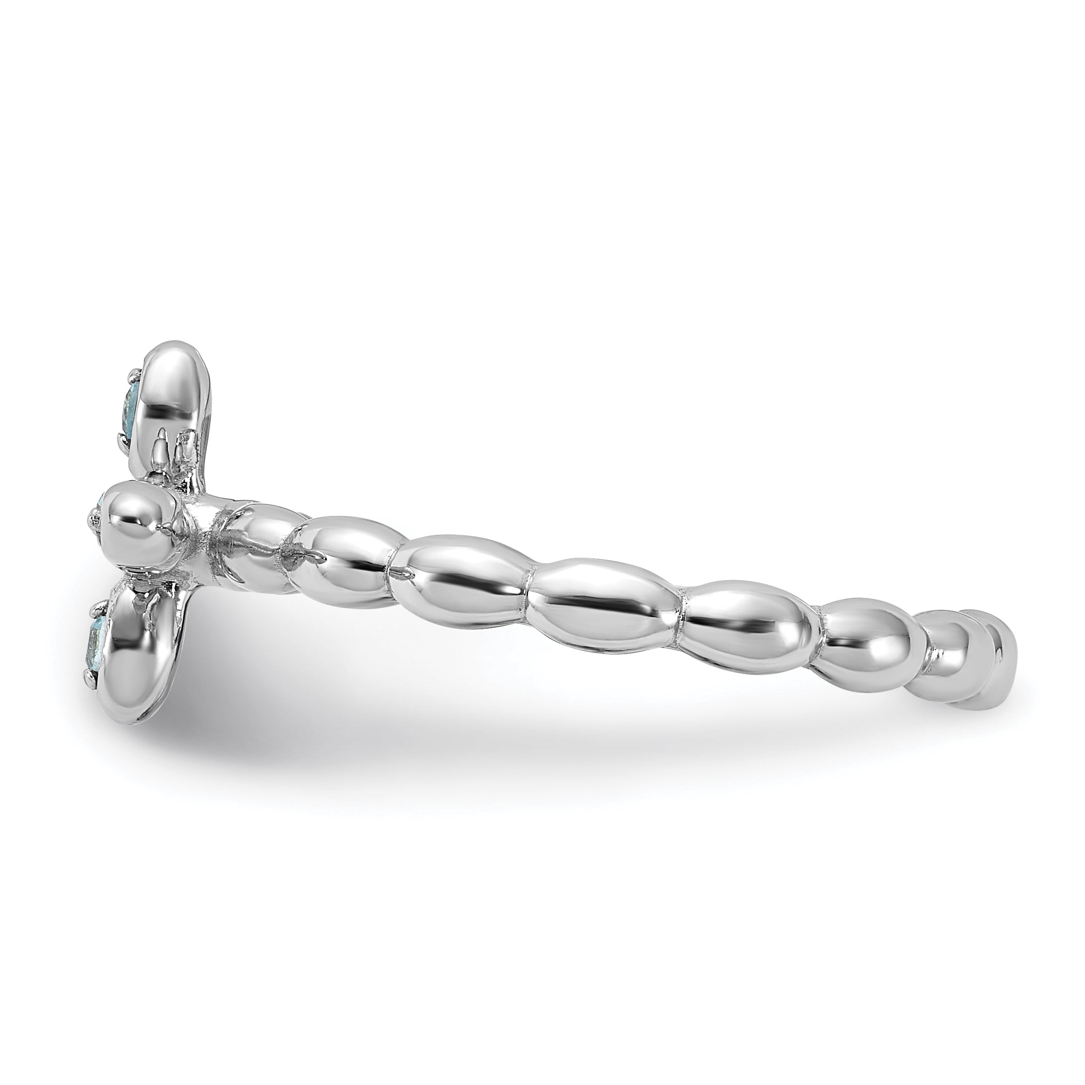 Sterling Silver Stackable Expressions Rhodium-plated Blue Topaz Cross Ring