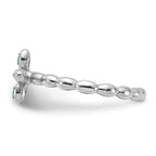 Sterling Silver Stackable Expressions Rhodium-plated Blue Topaz Cross Ring