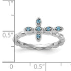 Sterling Silver Stackable Expressions Rhodium-plated Blue Topaz Cross Ring