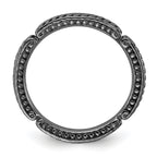 Sterling Silver Stackable Expressions Black Rhodium Textured Ring