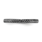 Sterling Silver Stackable Expressions Black Rhodium Textured Ring