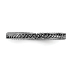 Sterling Silver Stackable Expressions Black Rhodium Textured Ring