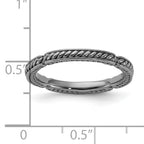 Sterling Silver Stackable Expressions Black Rhodium Textured Ring