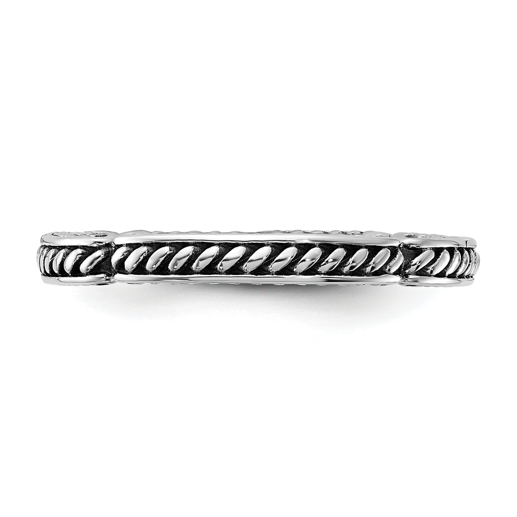 Sterling Silver Stackable Expressions Oxidized and Textured Ring