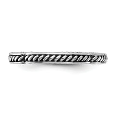 Sterling Silver Stackable Expressions Oxidized and Textured Ring