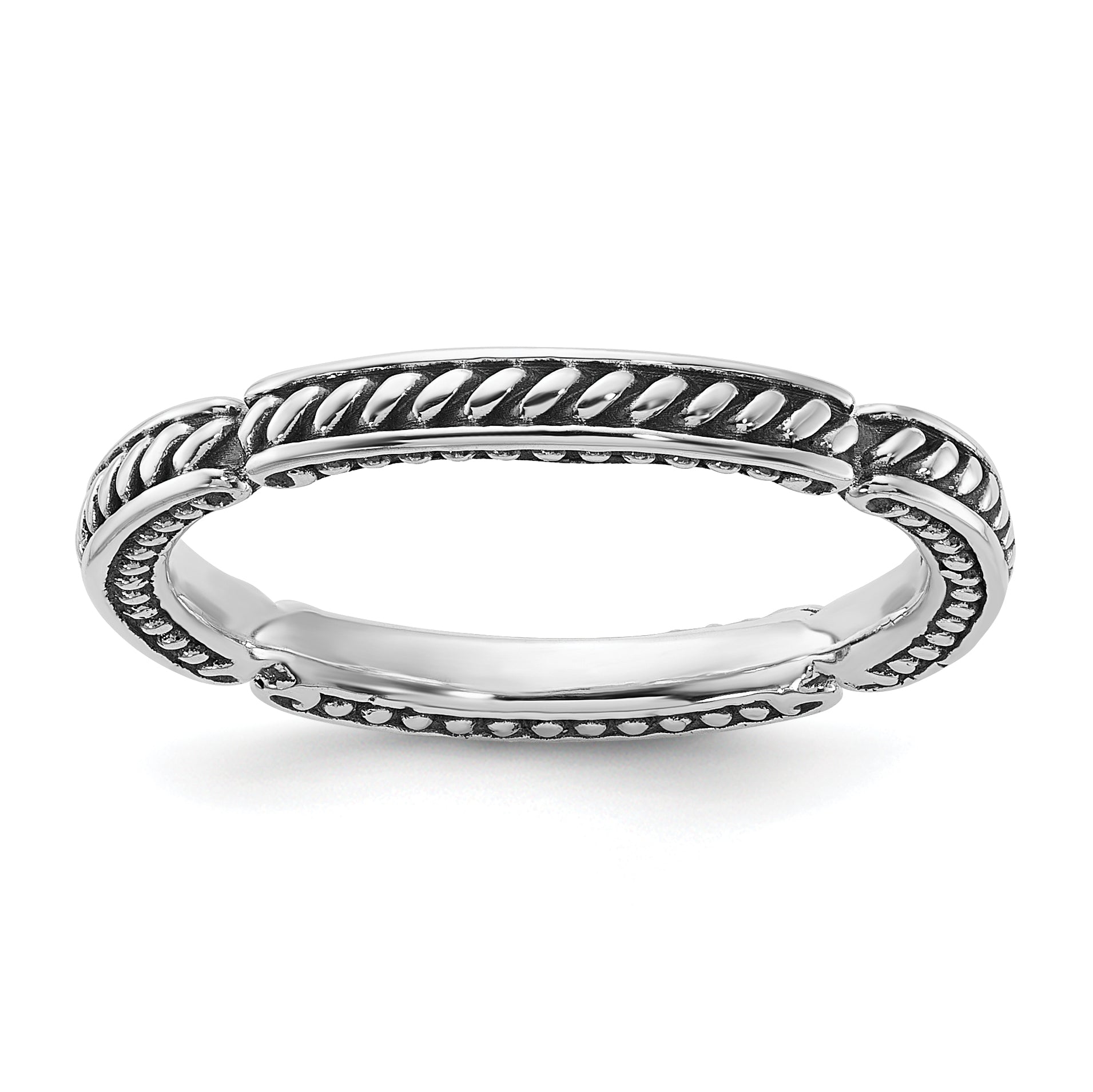 Sterling Silver Stackable Expressions Oxidized and Textured Ring Main image