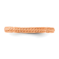 Sterling Silver Stackable Expressions Rose Gold-plated Textured Ring