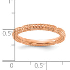 Sterling Silver Stackable Expressions Rose Gold-plated Textured Ring