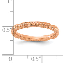 Sterling Silver Stackable Expressions Rose Gold-plated Textured Ring