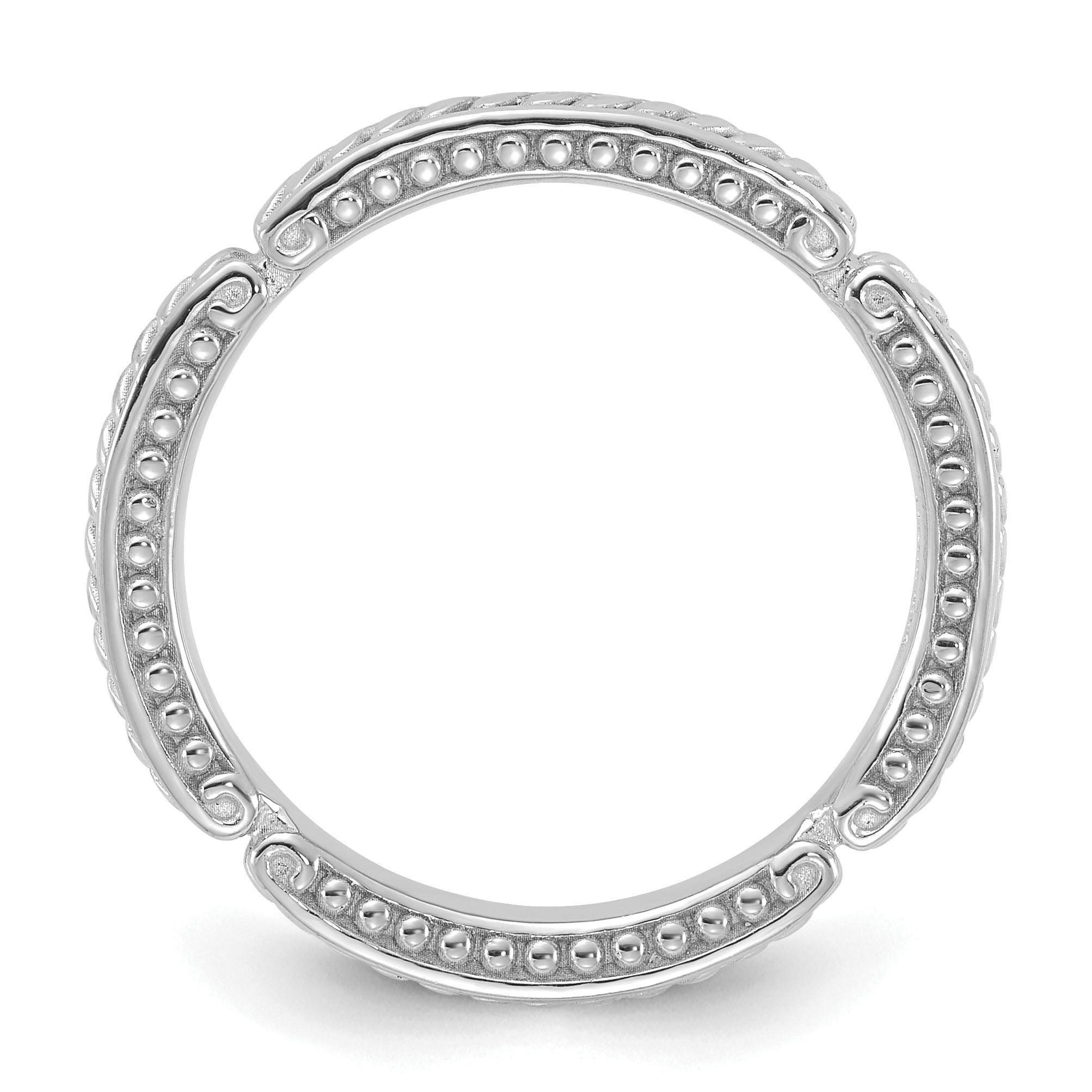 Sterling Silver Stackable Expressions Rhodium-Plated Textured Ring Secondary image