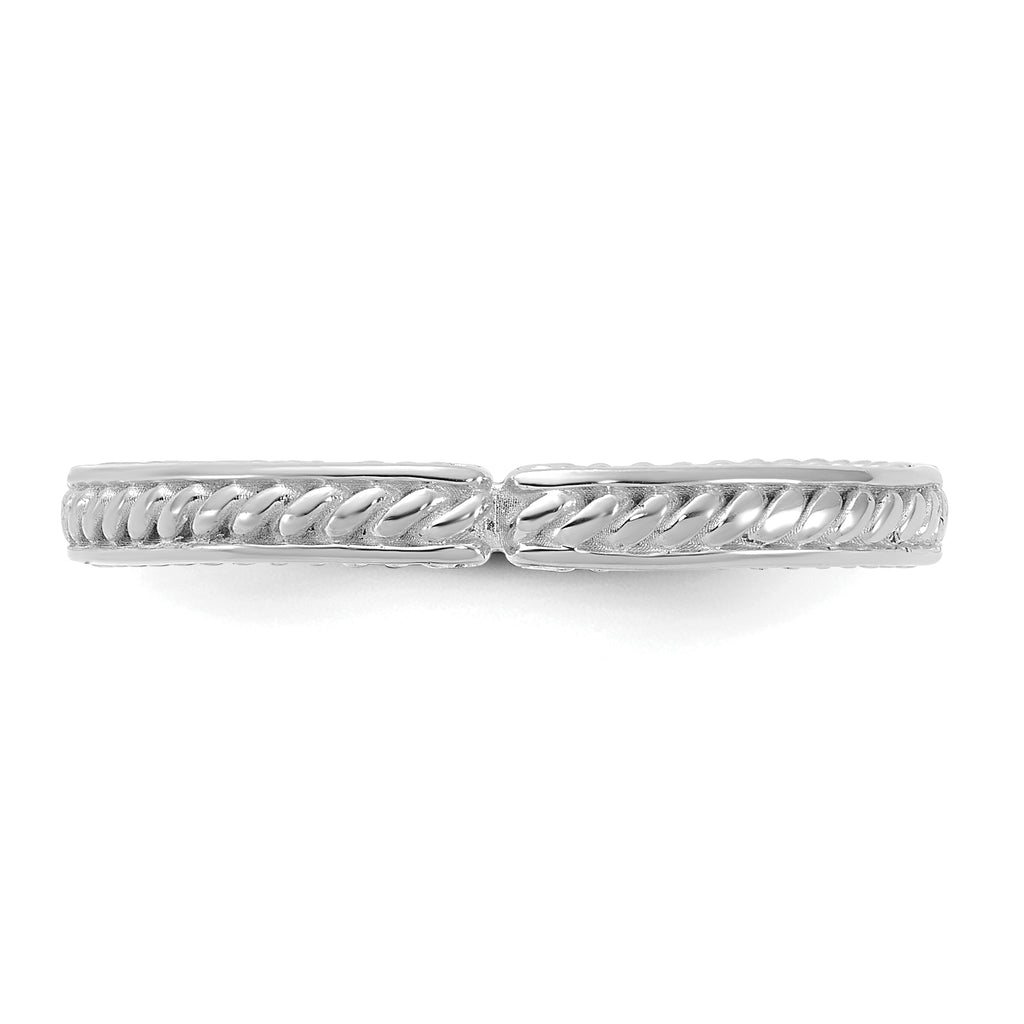 Sterling Silver Stackable Expressions Rhodium-Plated Textured Ring