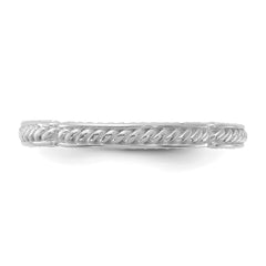 Sterling Silver Stackable Expressions Rhodium-plated Textured Ring