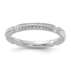 Sterling Silver Stackable Expressions Rhodium-Plated Textured Ring