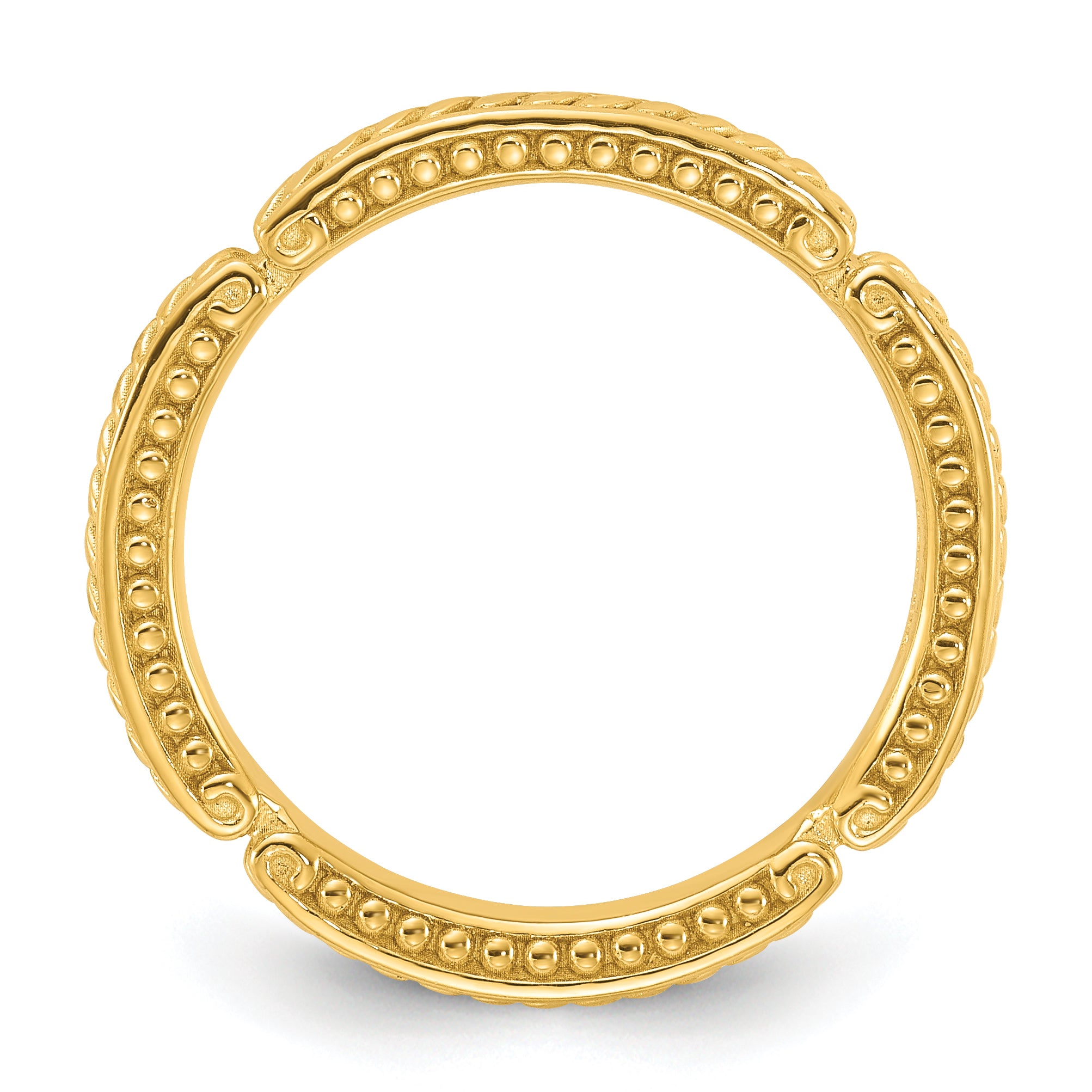 Sterling Silver Stackable Expressions Gold-plated Textured Ring Secondary image