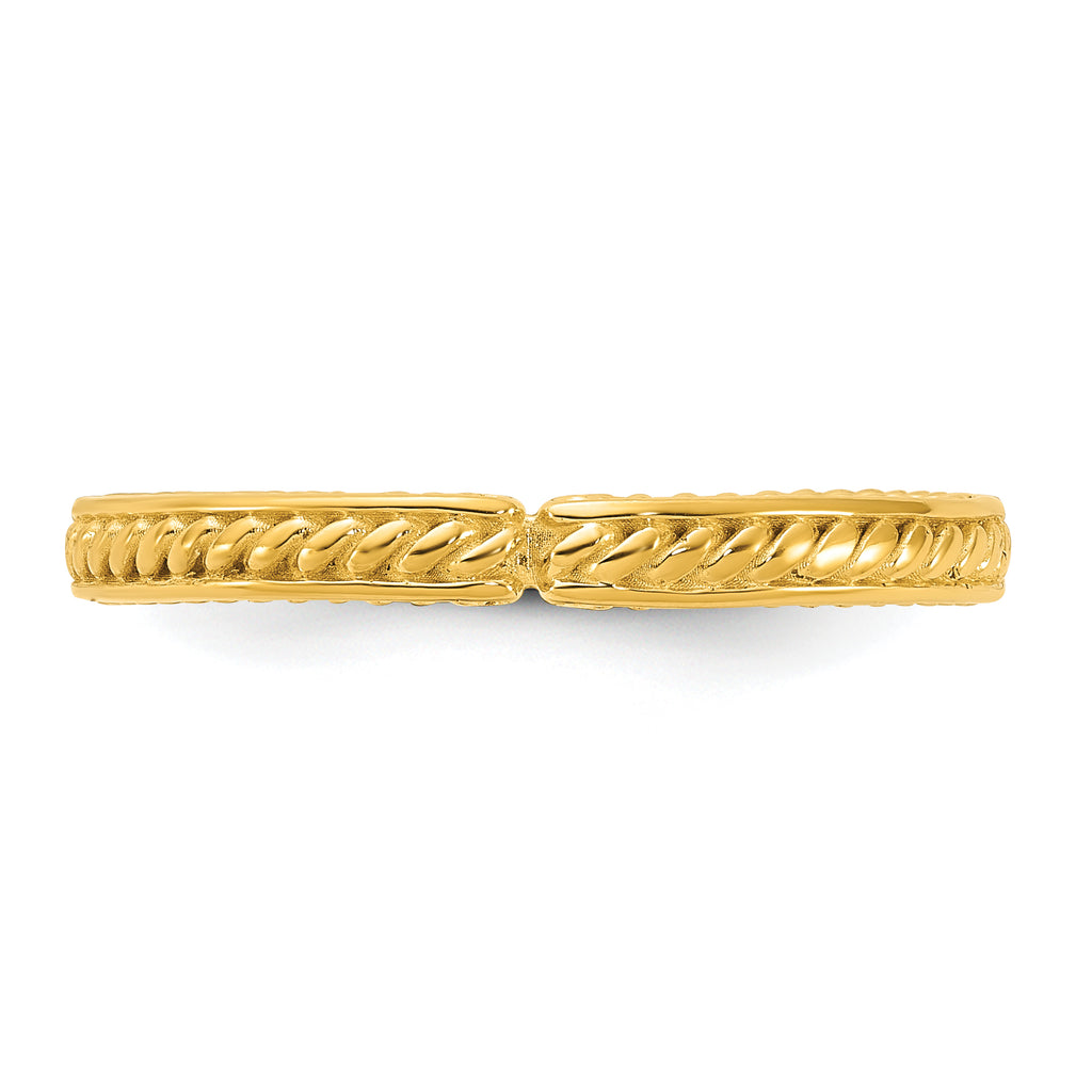 Sterling Silver Stackable Expressions Gold-plated Textured Ring