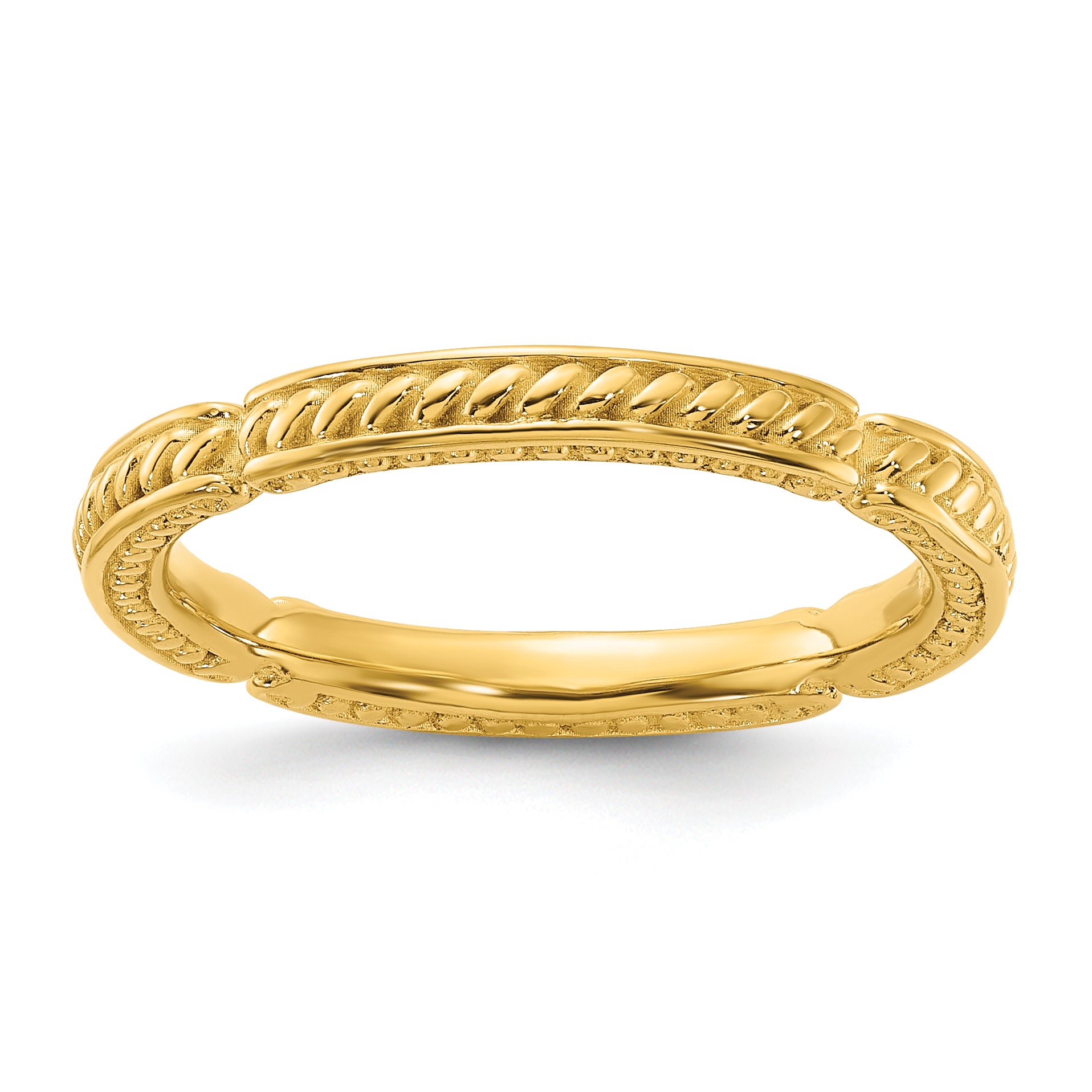 Sterling Silver Stackable Expressions Gold-plated Textured Ring Main image