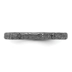 Sterling Silver Stackable Expressions Black Rhodium Textured Flowers Ring