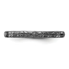 Sterling Silver Stackable Expressions Black Rhodium Textured Flowers Ring