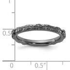 Sterling Silver Stackable Expressions Black Rhodium Textured Flowers Ring