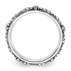 Sterling Silver Stackable Expressions Oxidized and Textured Flowers Ring