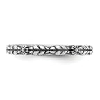 Sterling Silver Stackable Expressions Oxidized and Textured Flowers Ring
